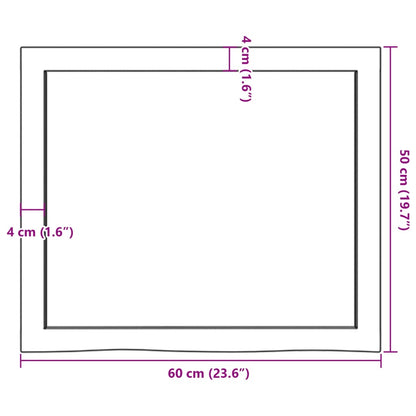 Solid Oak Table Top 60x50x(2-6) cm - Untreated Wood Finish