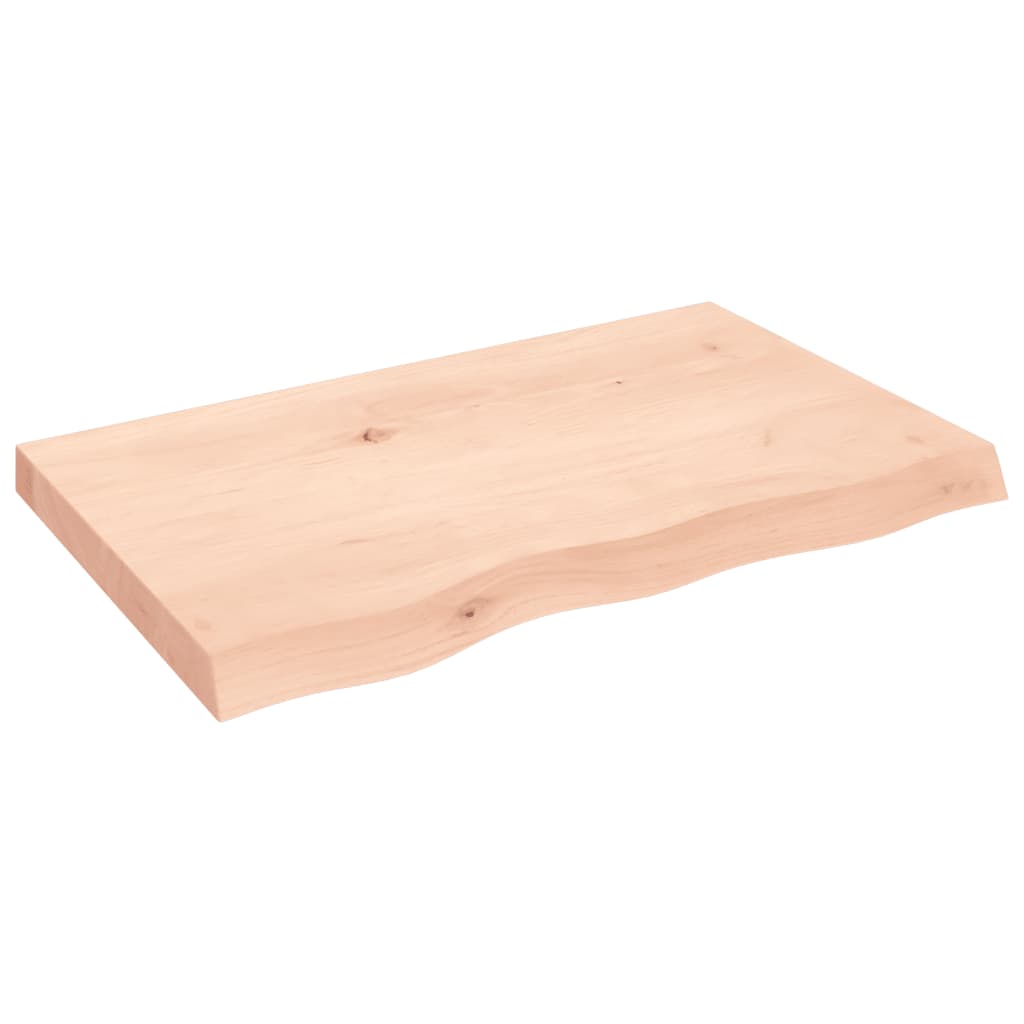 Oak Solid Wood Table Top 80x50cm, Adjustable Thickness, Untreated