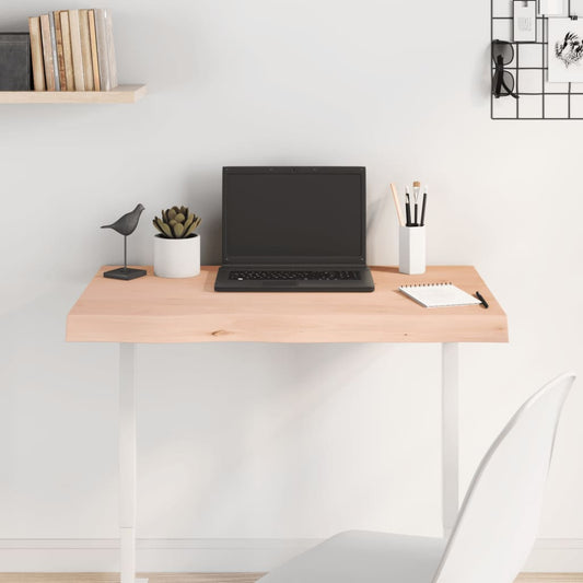 Oak Solid Wood Table Top 80x50cm, Adjustable Thickness, Untreated