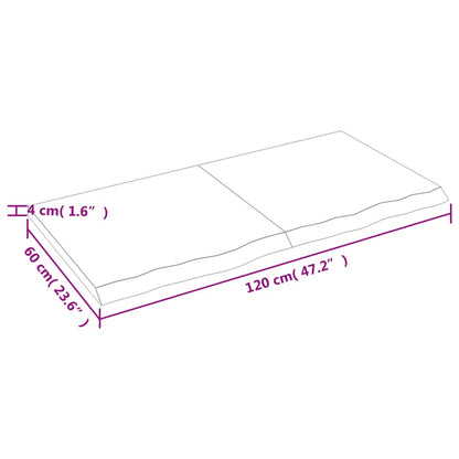 Solid Oak Tabletop 120x60 cm - Untreated, Natural Wood Finish