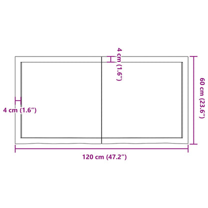 Solid Oak Tabletop 120x60 cm - Untreated, Natural Wood Finish