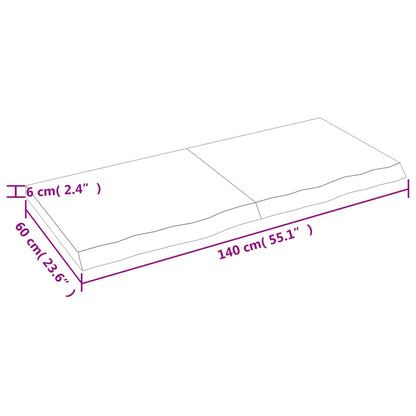 Sturdy Untreated Oak Table Top 140x60cm, Adjustable Thickness