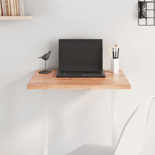 Solid Oak Table Top, Light Brown 60x50x2 cm - Treated Wood