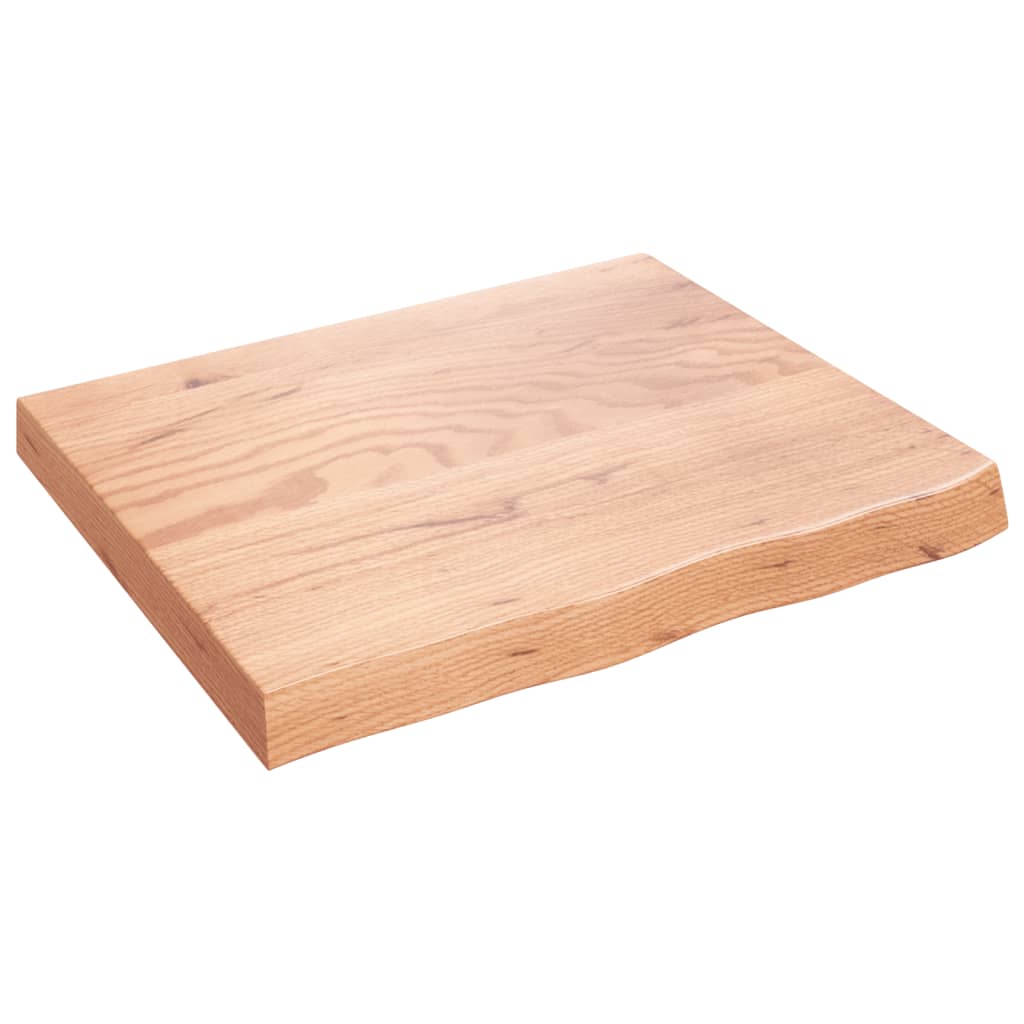Solid Oak Table Top in Light Brown, 60x50 cm, Adjustable Thickness