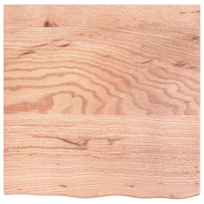 Solid Oak Table Top 60x60x2 cm - Light Brown, Treated Wood