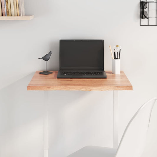 Solid Oak Table Top 60x60x2 cm - Light Brown, Treated Wood
