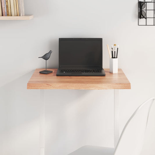 Solid Oak Table Top 60x60cm Light Brown Treated Wood