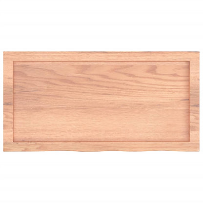 Solid Oak Table Top, Light Brown, 80x40x(2-6) cm, Treated Wood