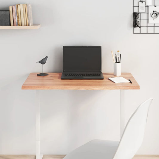 Solid Oak Tabletop, Light Brown 80x50x2 cm, Treated Wood
