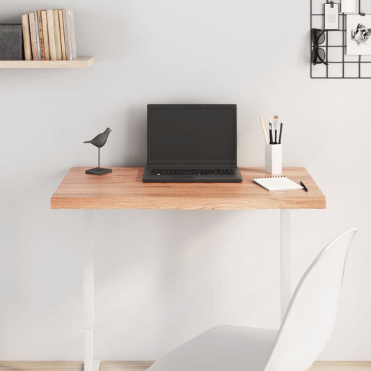 Solid Oak Table Top, Light Brown 80x60 cm, Adjustable Thickness