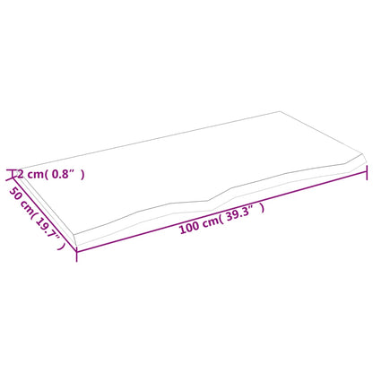 Solid Oak Table Top - Light Brown 100x50x2 cm