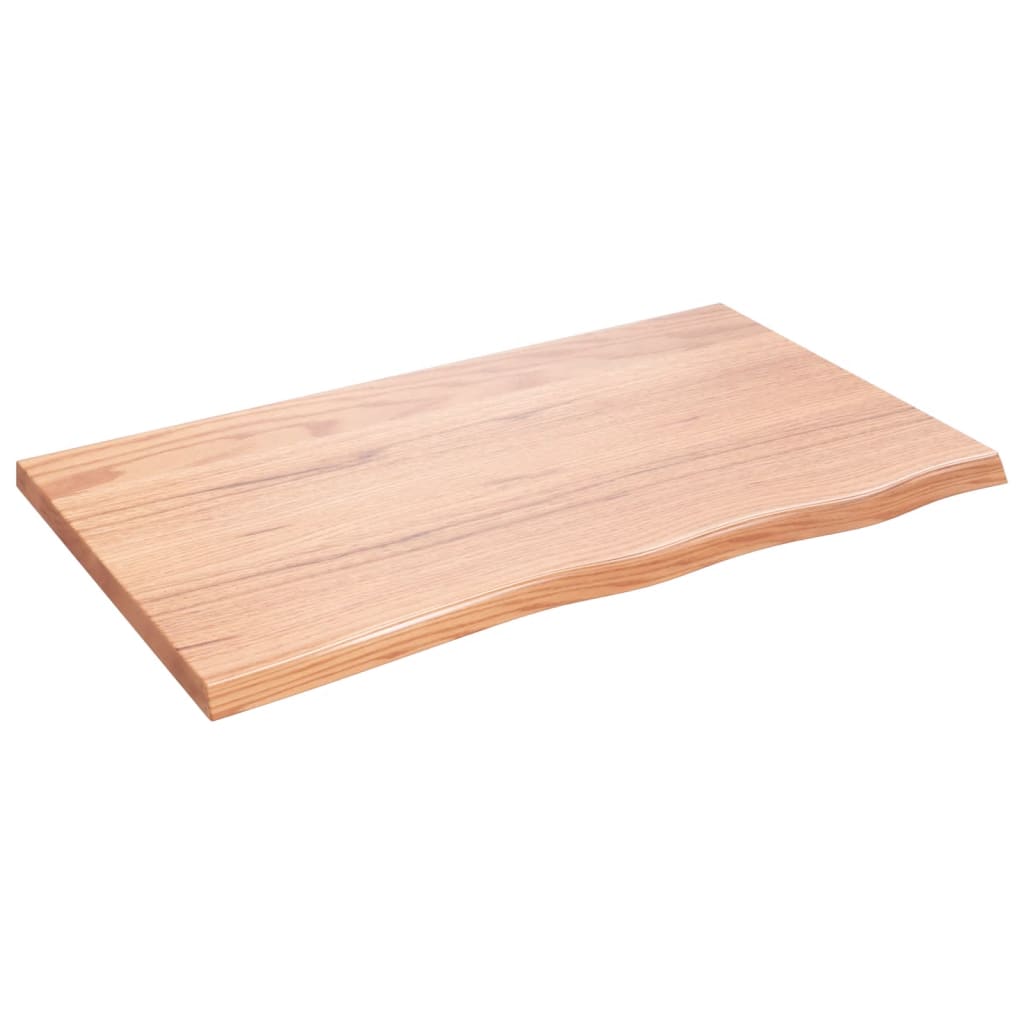 Solid Oak Table Top, Light Brown, 100x60x(2-4) cm, Treated Wood