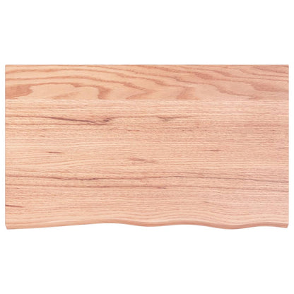 Solid Oak Table Top, Light Brown, 100x60x(2-4) cm, Treated Wood