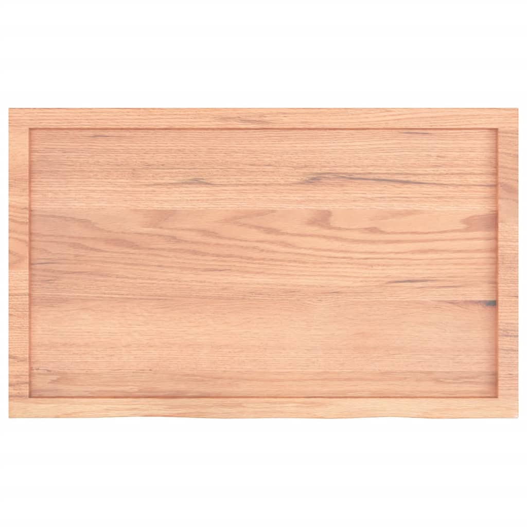 Solid Oak Table Top, Light Brown, 100x60x(2-4) cm, Treated Wood