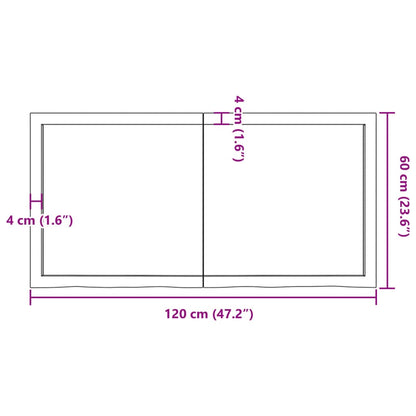 Solid Oak Light Brown Table Top 120x60x(2-4) cm Treated Wood