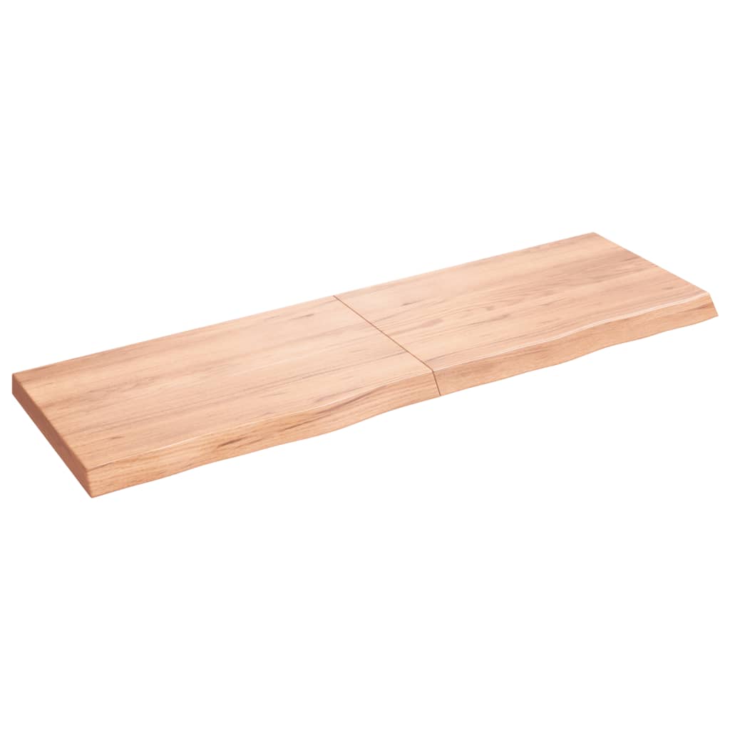 Solid Oak Table Top, Light Brown, 160x50x(2-6) cm, Treated Wood
