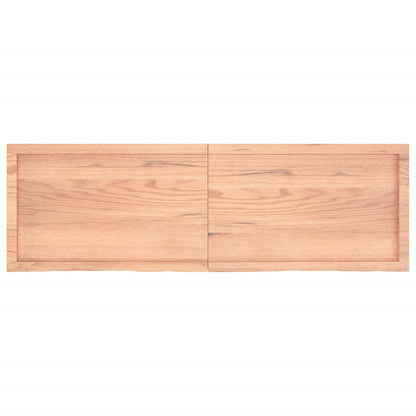 Solid Oak Table Top, Light Brown, 160x50x(2-6) cm, Treated Wood