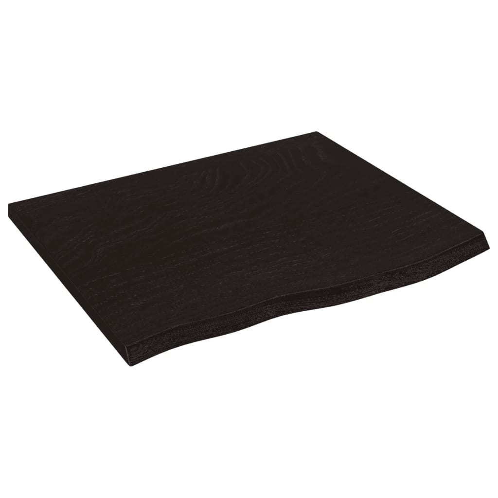 Solid Oak Table Top, Dark Brown, 60x50x2 cm, Durable Wood Finish