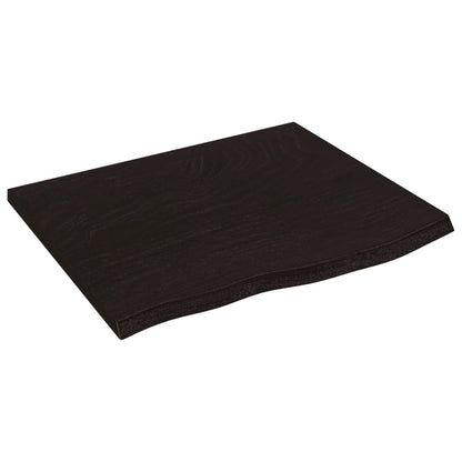 Solid Oak Table Top, Dark Brown, 60x50x2 cm, Durable Wood Finish