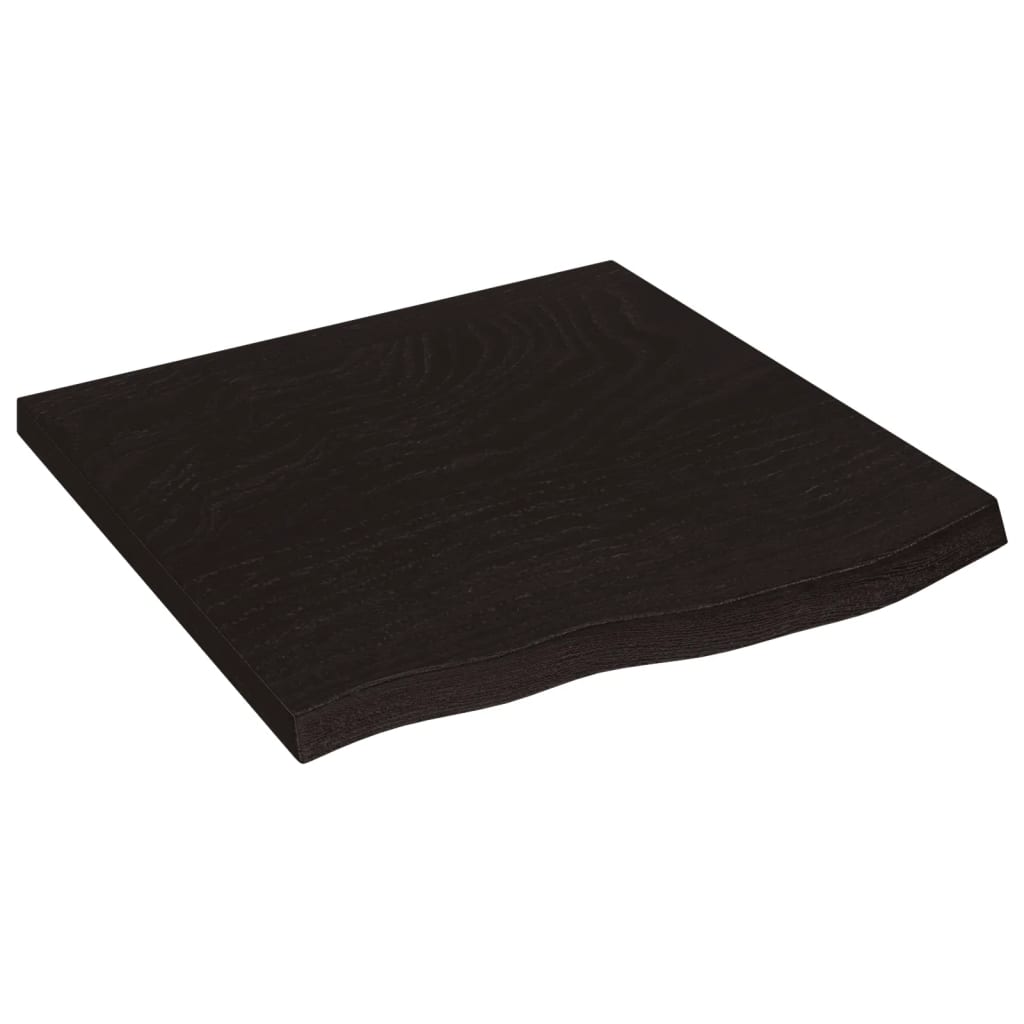 Solid Oak Table Top, Dark Brown, 60x60x(2-4) cm - Treated Wood