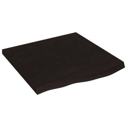 Solid Oak Table Top, Dark Brown, 60x60x(2-4) cm - Treated Wood