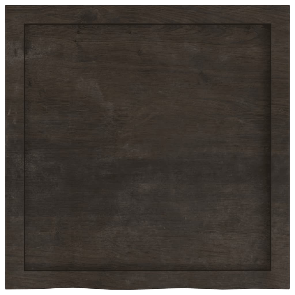 Solid Oak Table Top, Dark Brown, 60x60x(2-4) cm - Treated Wood