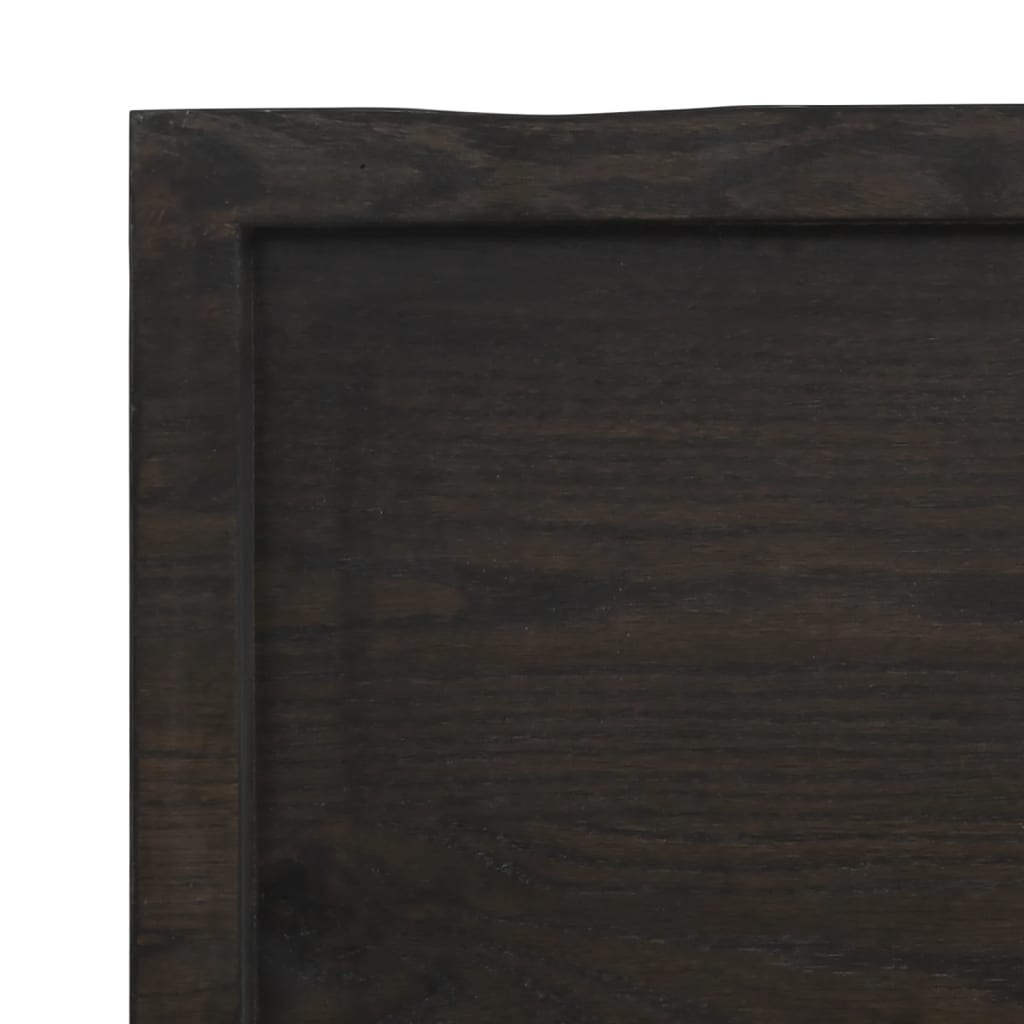 Solid Oak Table Top, Dark Brown, 60x60x(2-4) cm - Treated Wood