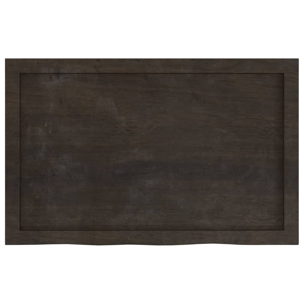 Solid Oak Table Top, Dark Brown 80x50x(2-4) cm, Treated Wood
