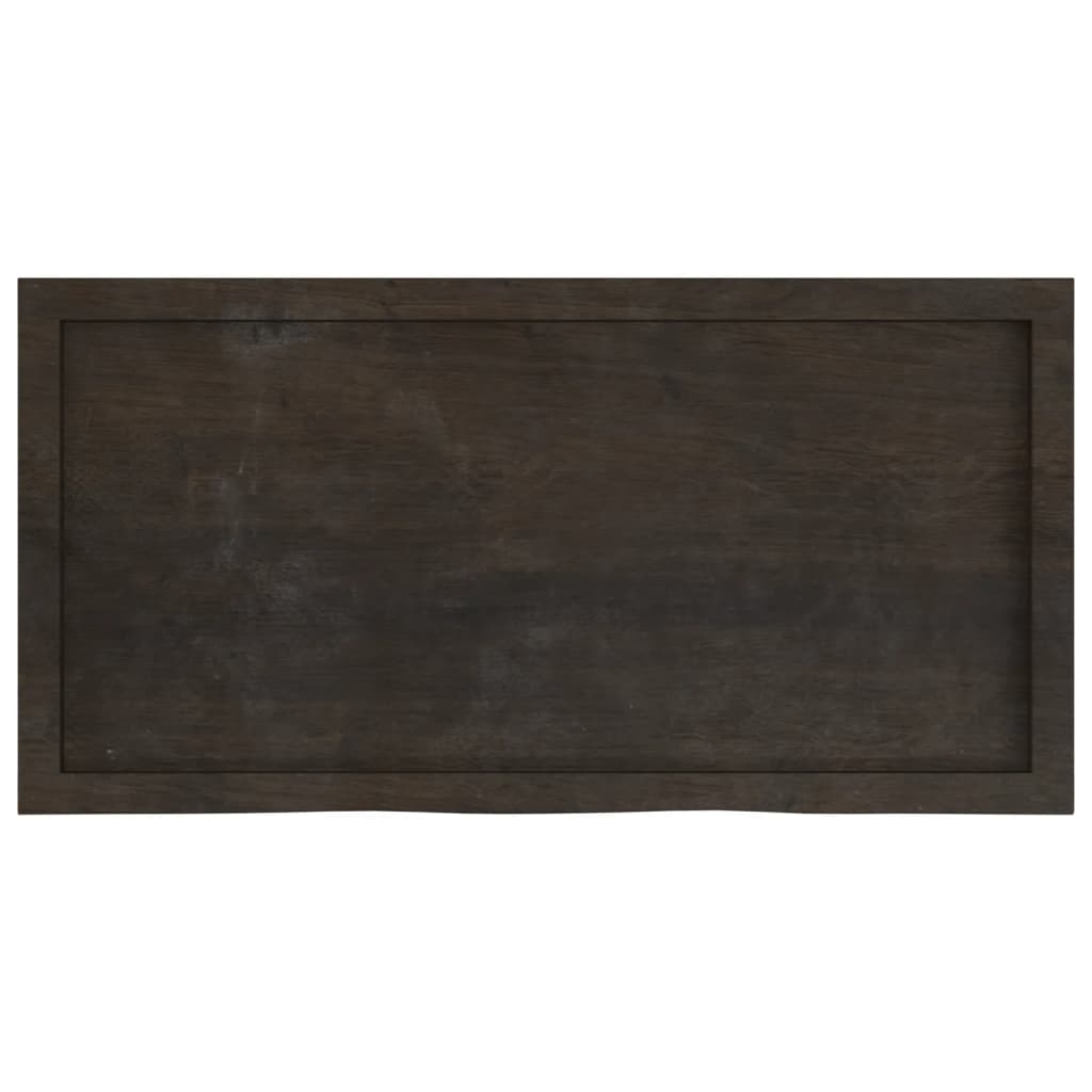 Dark Brown Solid Oak Table Top 100x50cm - Treated Wood
