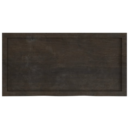 Dark Brown Solid Oak Table Top 100x50cm - Treated Wood
