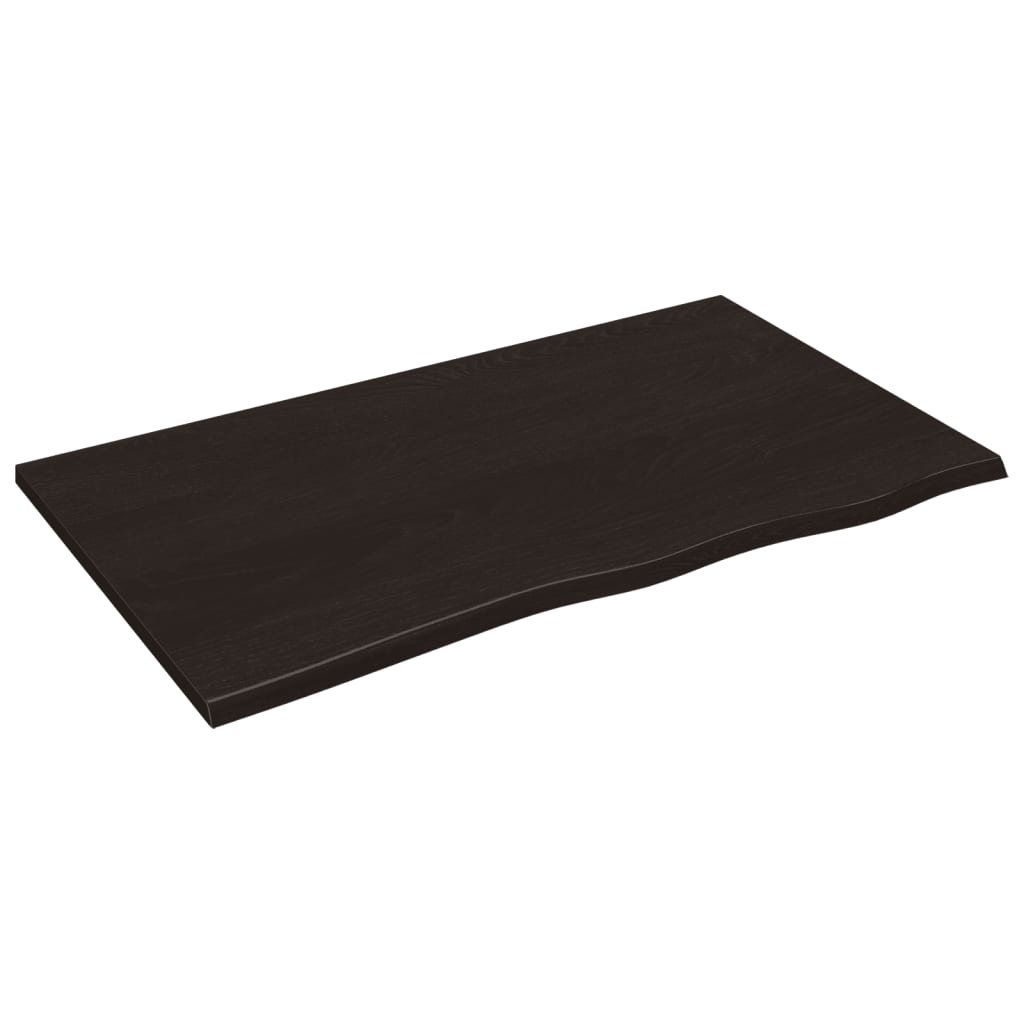 Solid Oak Tabletop 100x60x2 cm - Dark Brown Finish