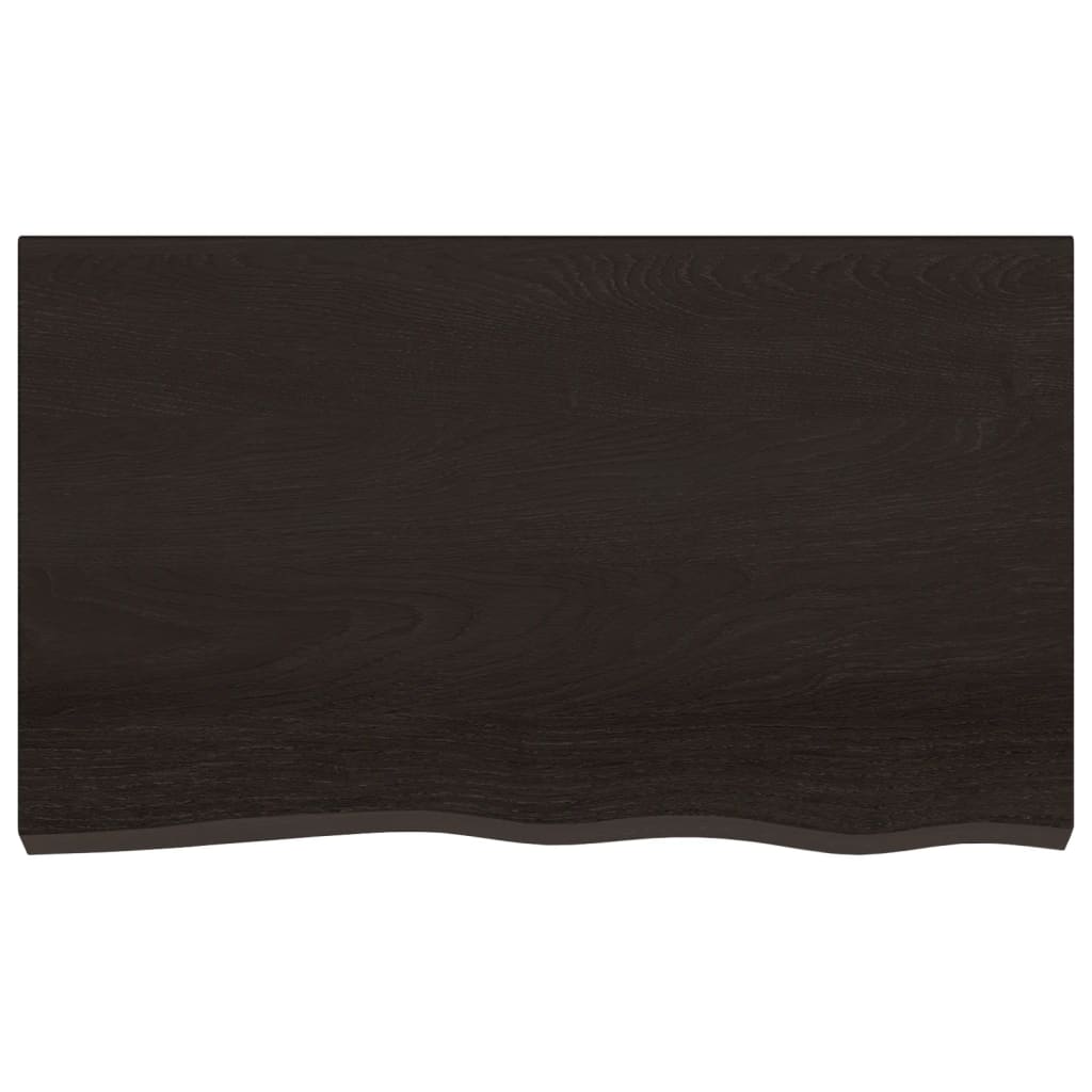 Solid Oak Tabletop 100x60x2 cm - Dark Brown Finish