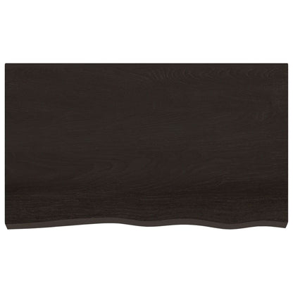 Solid Oak Tabletop 100x60x2 cm - Dark Brown Finish