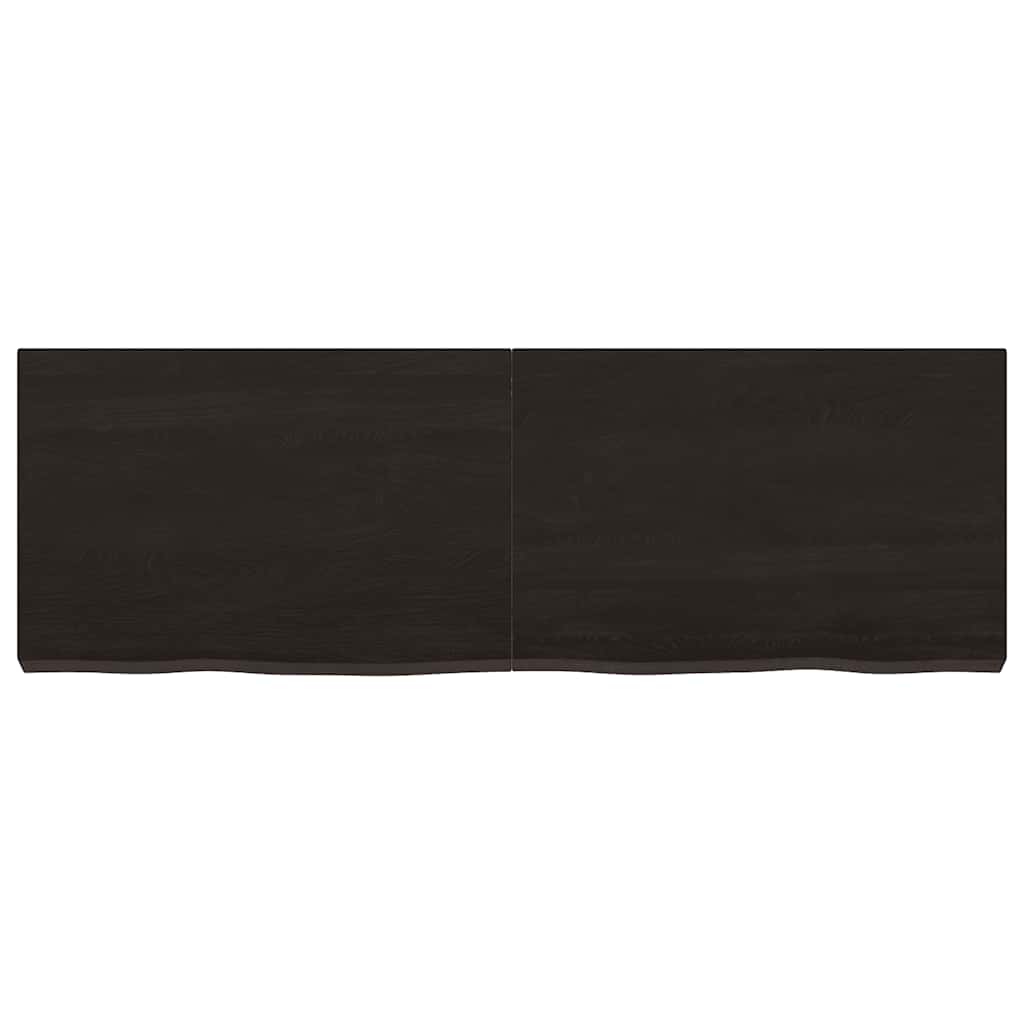 Solid Oak Dark Brown Table Top 120x40x(2-6) cm - Treated Wood