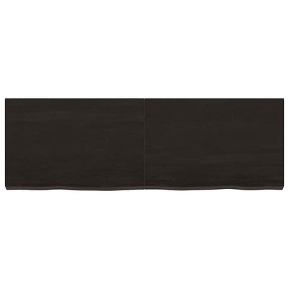 Solid Oak Dark Brown Table Top 120x40x(2-6) cm - Treated Wood