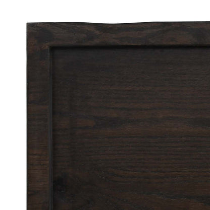 Solid Oak Dark Brown Table Top 120x40x(2-6) cm - Treated Wood
