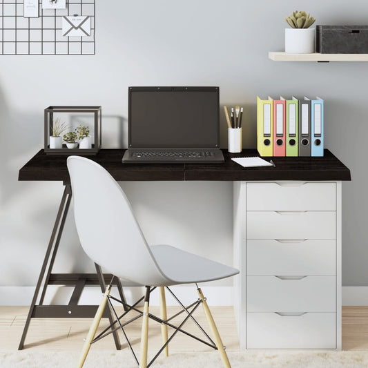 Dark Brown Solid Oak Table Top 120x50x(2-4) cm Treated Wood