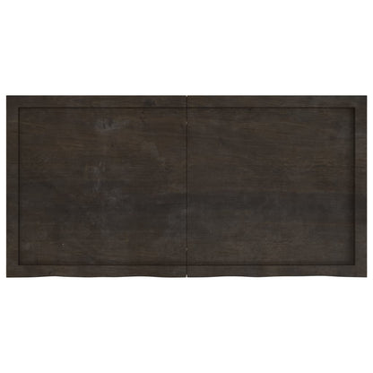 Dark Brown Solid Oak Table Top, 120x60cm, Adjustable Thickness