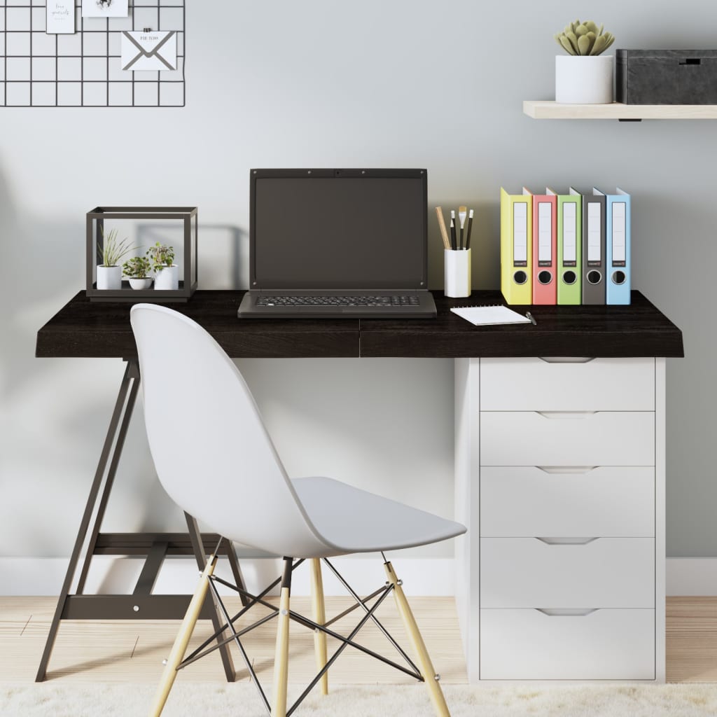 Dark Brown Solid Oak Table Top, 120x60cm, Adjustable Thickness