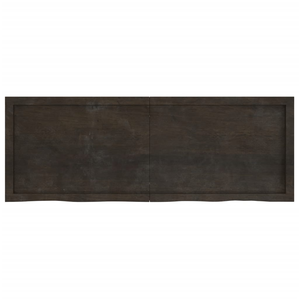 Solid Oak Dark Brown Tabletop 140x50 cm Adjustable Thickness