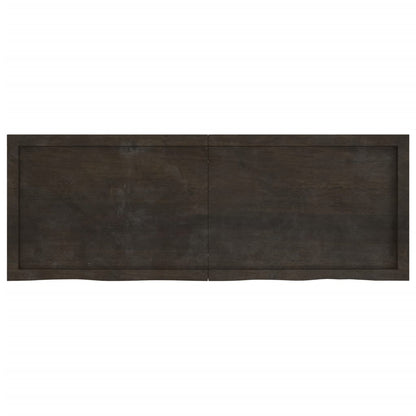 Solid Oak Dark Brown Tabletop 140x50 cm Adjustable Thickness