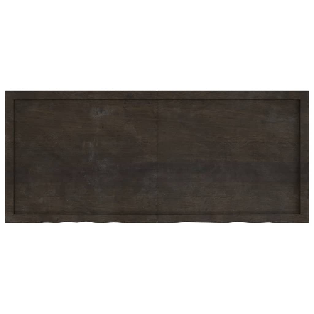 Dark Brown Oak Table Top 140x60x(2-6) cm | Treated Solid Wood