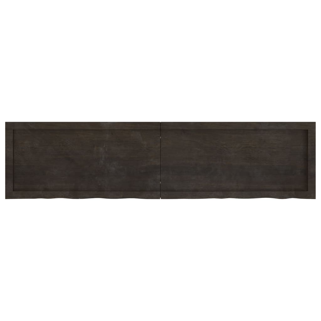 Solid Oak Table Top, Dark Brown 160x40x(2-4) cm, Treated Wood