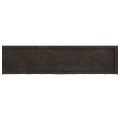 Solid Oak Table Top, Dark Brown 160x40x(2-4) cm, Treated Wood
