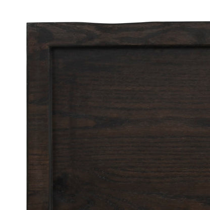 Solid Oak Table Top, Dark Brown 160x40x(2-4) cm, Treated Wood