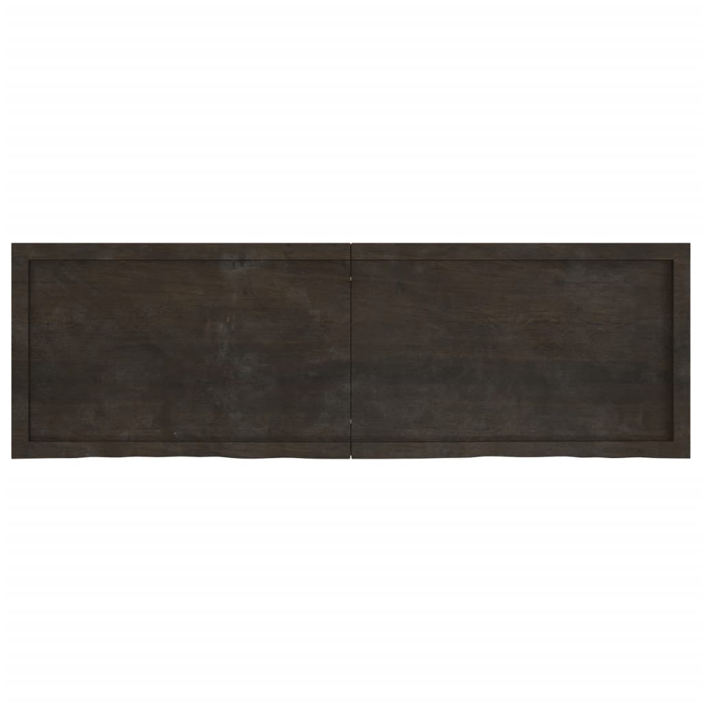 Solid Oak Table Top, Dark Brown, 160x50x(2-4) cm, Treated Wood
