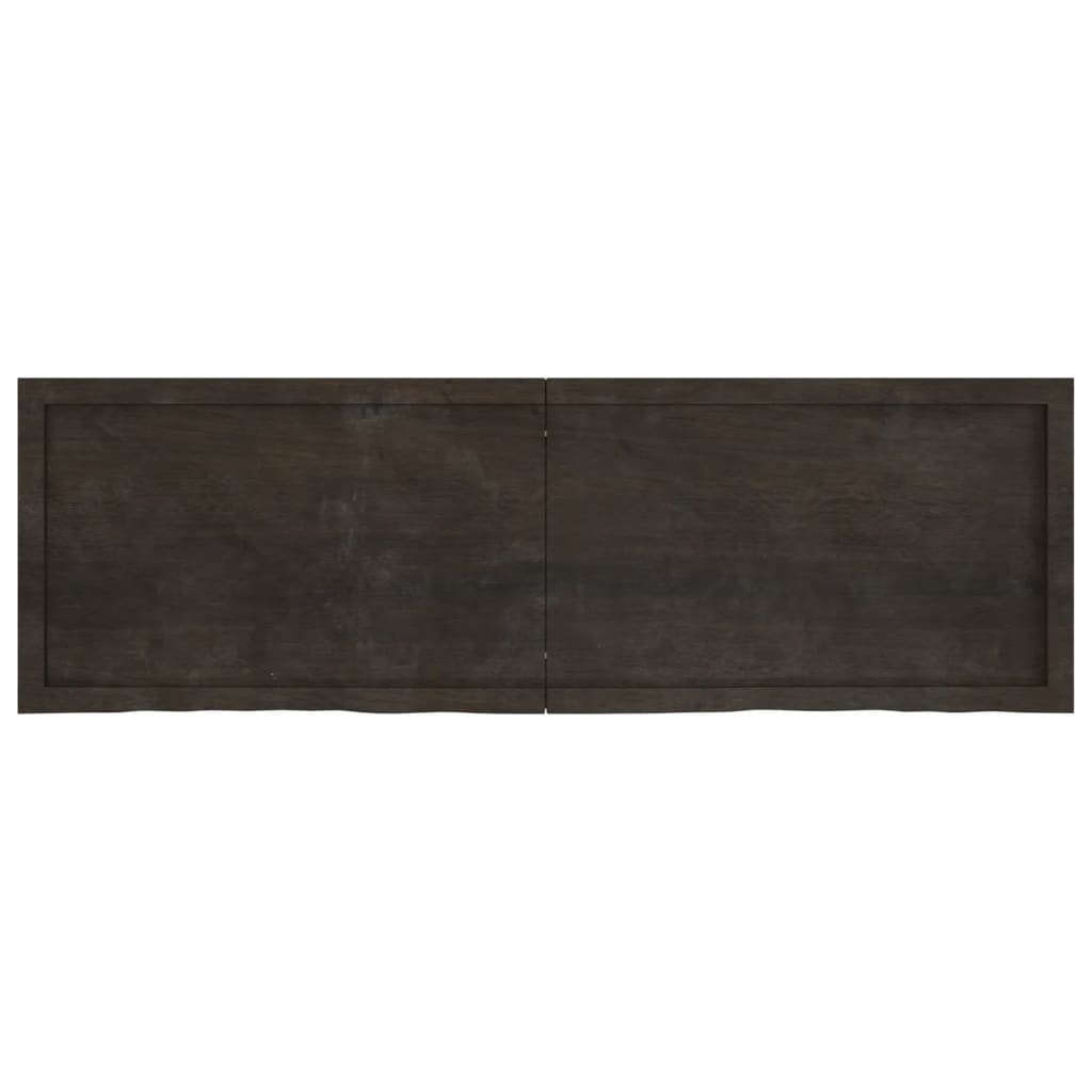 Solid Oak Table Top, Dark Brown, 160x50x(2-6) cm, Treated Wood