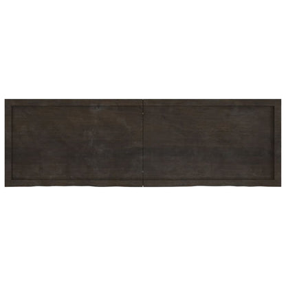 Solid Oak Table Top, Dark Brown, 160x50x(2-6) cm, Treated Wood
