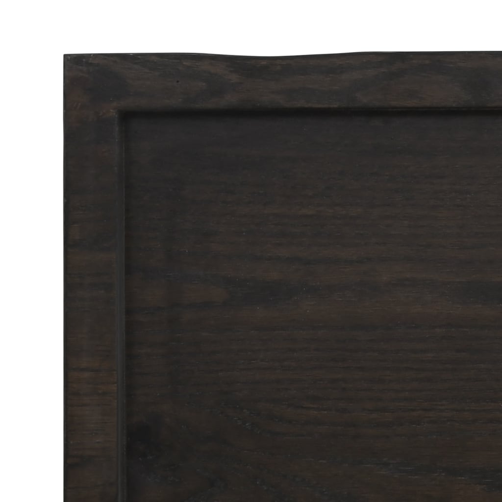 Solid Oak Table Top, Dark Brown, 160x50x(2-6) cm, Treated Wood