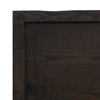Solid Oak Table Top, Dark Brown, 160x50x(2-6) cm, Treated Wood